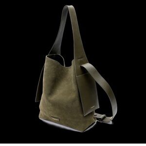 Songmont Olive Green Suede Shoulder Bag